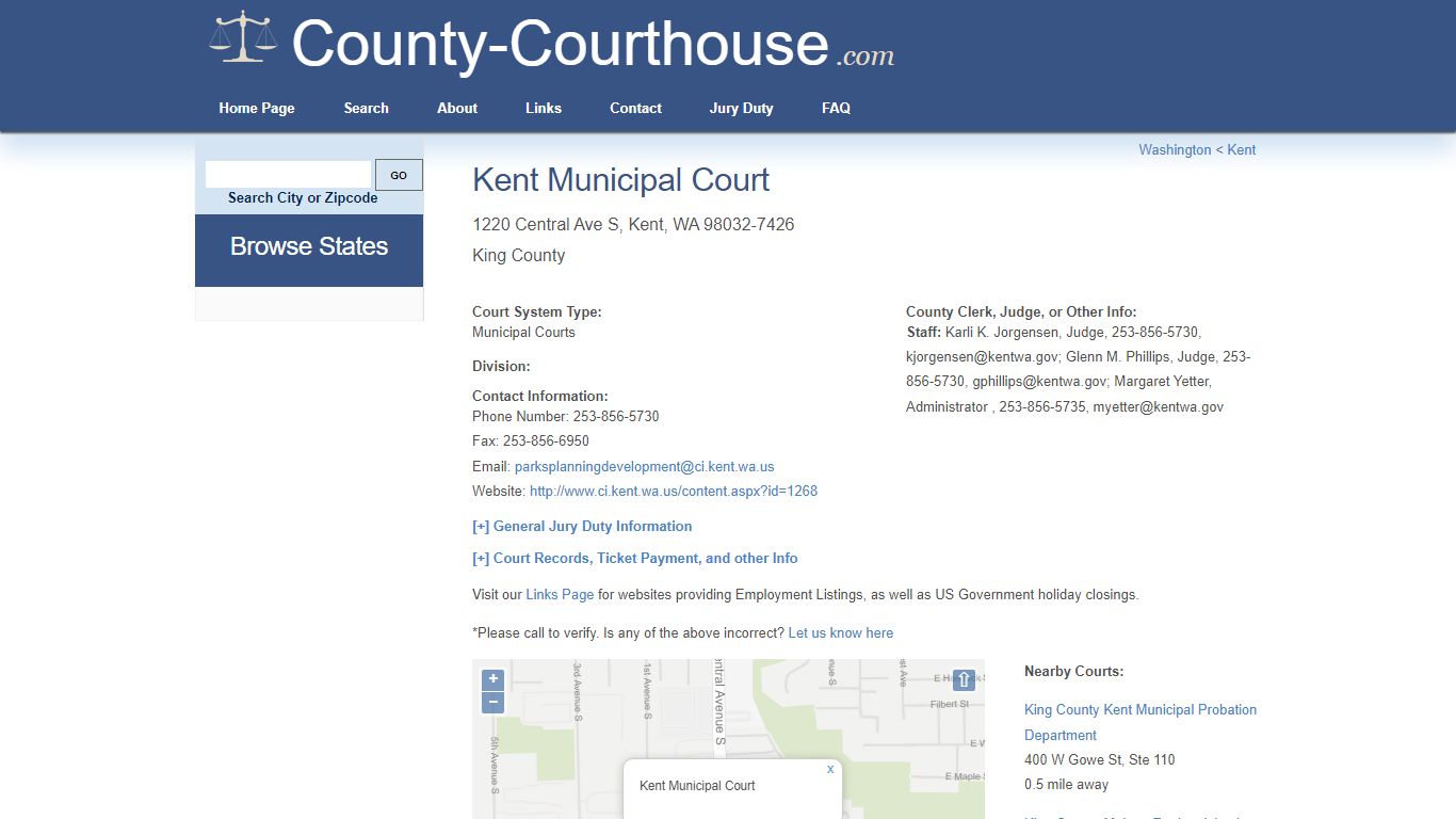 Kent Municipal Court in Kent, WA - Court Information