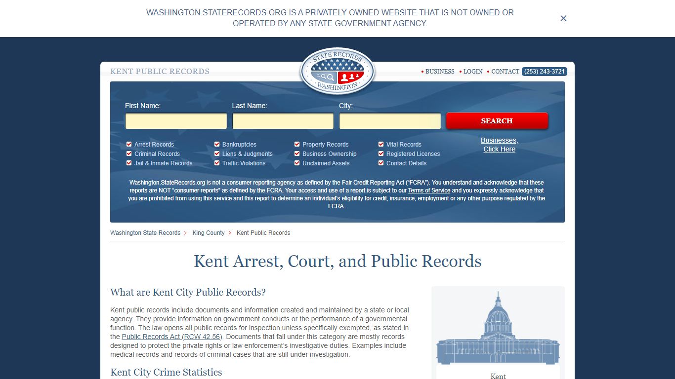 Kent Arrest and Public Records | Washington.StateRecords.org